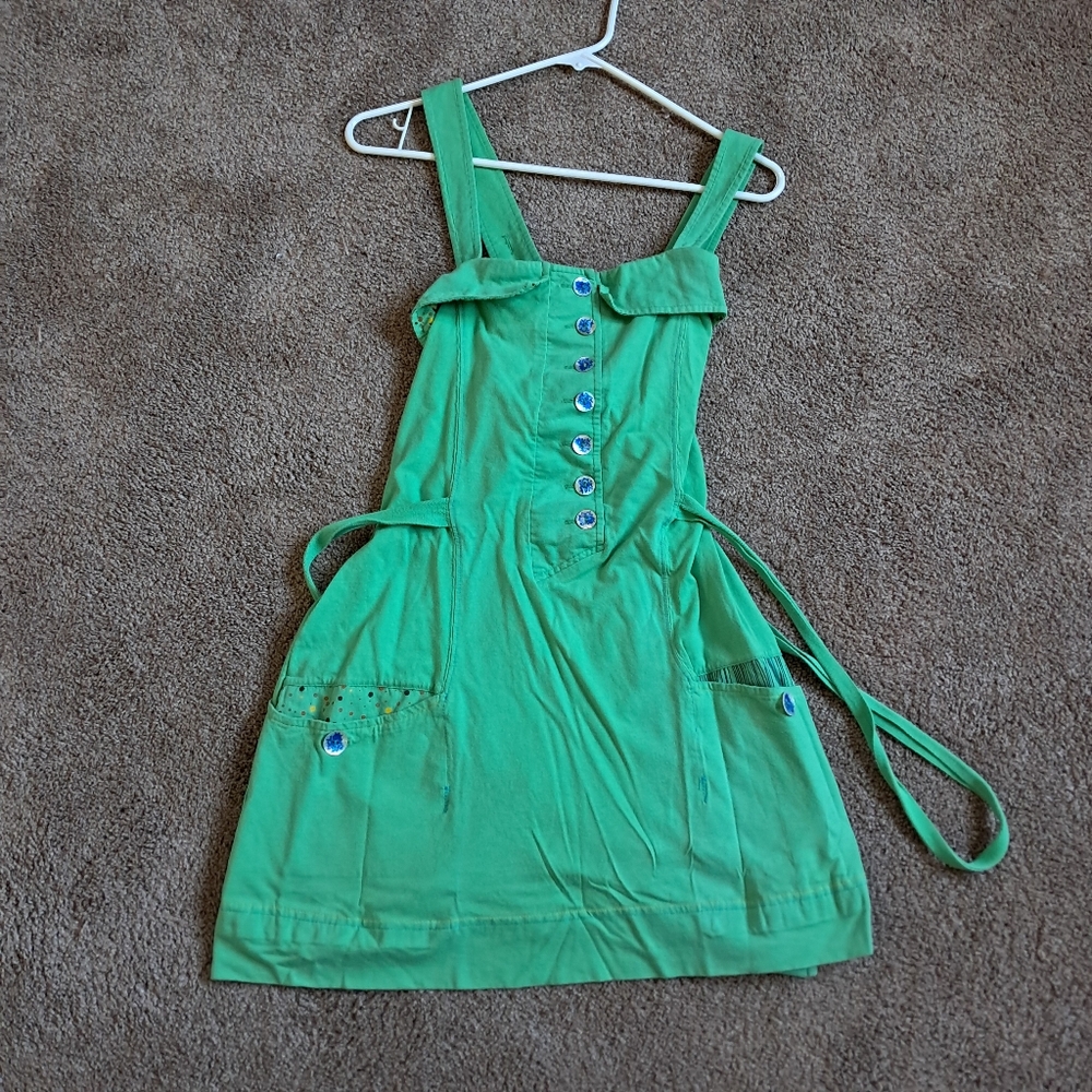 Allihop For Anthropology Green Cotton Crossback Dress